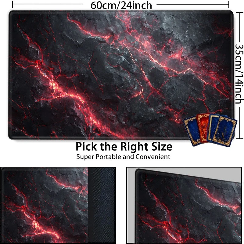 Cool black lava rock gaming mat, with high contrast gaming mouse pad, perfectly suitable for CCG, TCG and RPG games