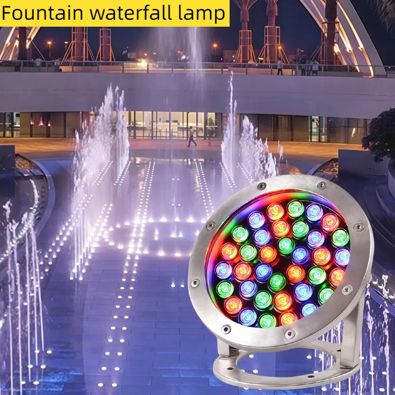 

36W LED IP68 Fountain Waterfall Light Colorful RGB Pool Lighting Garden Pond Landscape Light Lumiere Jardin Exterieur 12 Volts