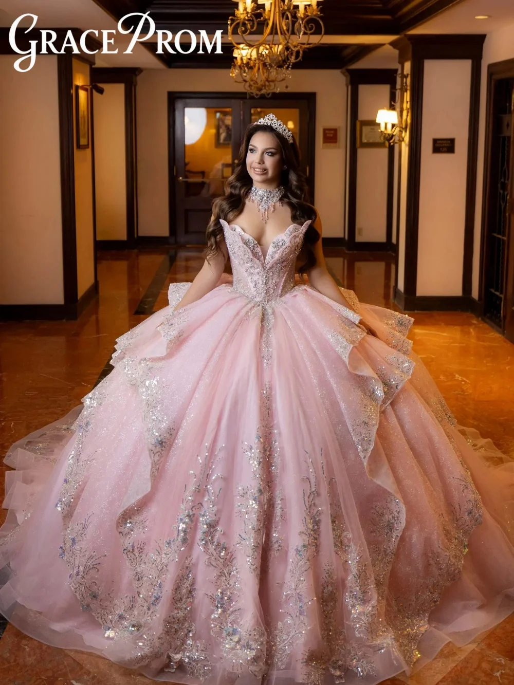 Encantador Vestido de Quinceañera con Escote Corazón, Elegante Vestido de Gala con Apliques Florales 3D y Pedrería, Vestidos de 15 Años