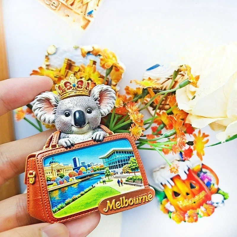 Melbourne Koala Handbag Fridge Magnet - Stylish 3D Australian Souvenir Unique Oceania Gift for Fashion & Wildlife Decor