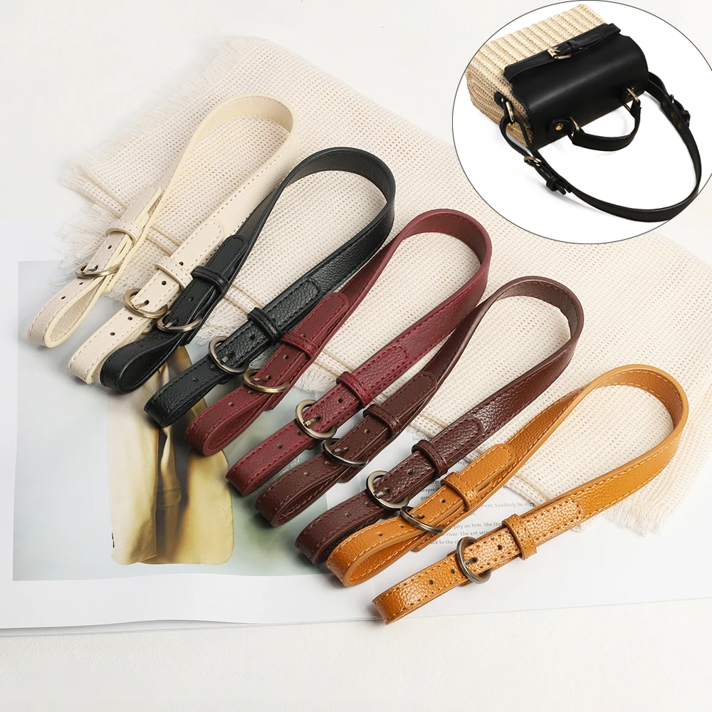2Pcs Vintage Adjustable 56-68cm Bag Shoulder Strap Lychee Pattern Handbag PU Leather Bag Belt Handle Replacement for Women Bags