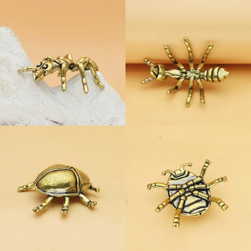 Creative Ant Scorpion Crafts Solid Brass Insect Beetles Figurines Collection Desktop Small Ornament Home Decoration