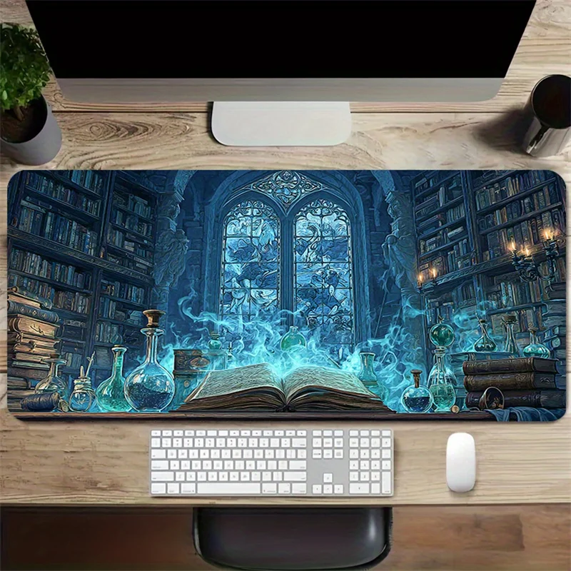Mysterious Magic Book and Potion Bottle Pattern Mouse Pad, Gaming Mouse Pad, Laptop Keyboard Mat, XXL Keyboard Mouse Pads