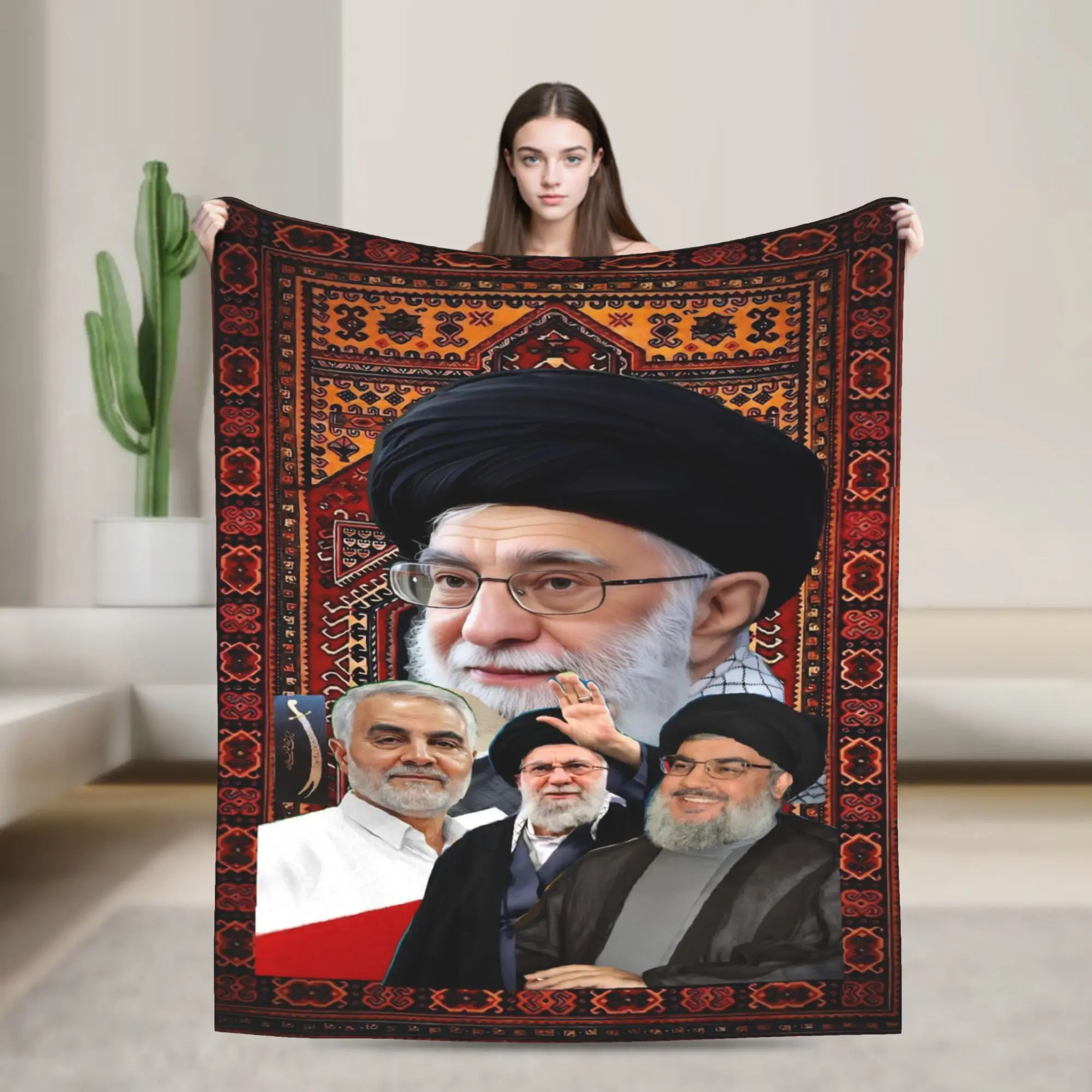 Cobertor macio e quente Ayatollah Sayyed Ali Khamenei, cobertor de flanela para sofá, cadeira, capa de cama