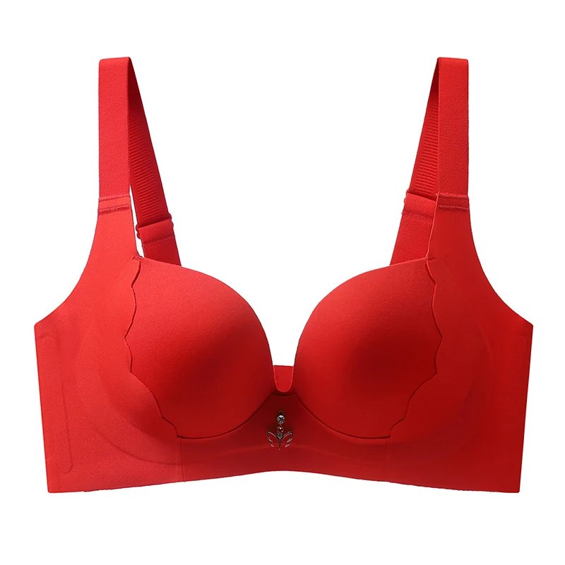 Plus Size Bra Sexy Lingerie Thick Cup Bras for Women Solid Padded Underwear Push Up Brassiere Femme Wireless Bra invisible bra