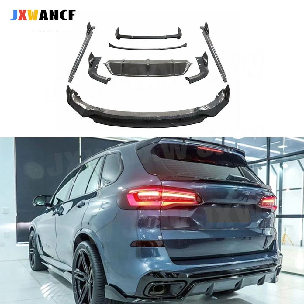 

JXWANCF ABS/углеродное волокно, черный бампер, решетки, передняя губа, задний диффузор, спойлер, боковая юбка для BMW X5 G05 M sport 2019+ автомобиля