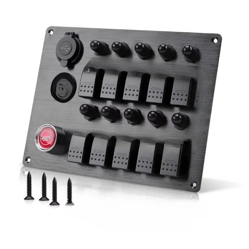 

10 sets of marine rocker arm switch panel, horn button charger, voltmeter 12v marine switch panel, with car RV truck