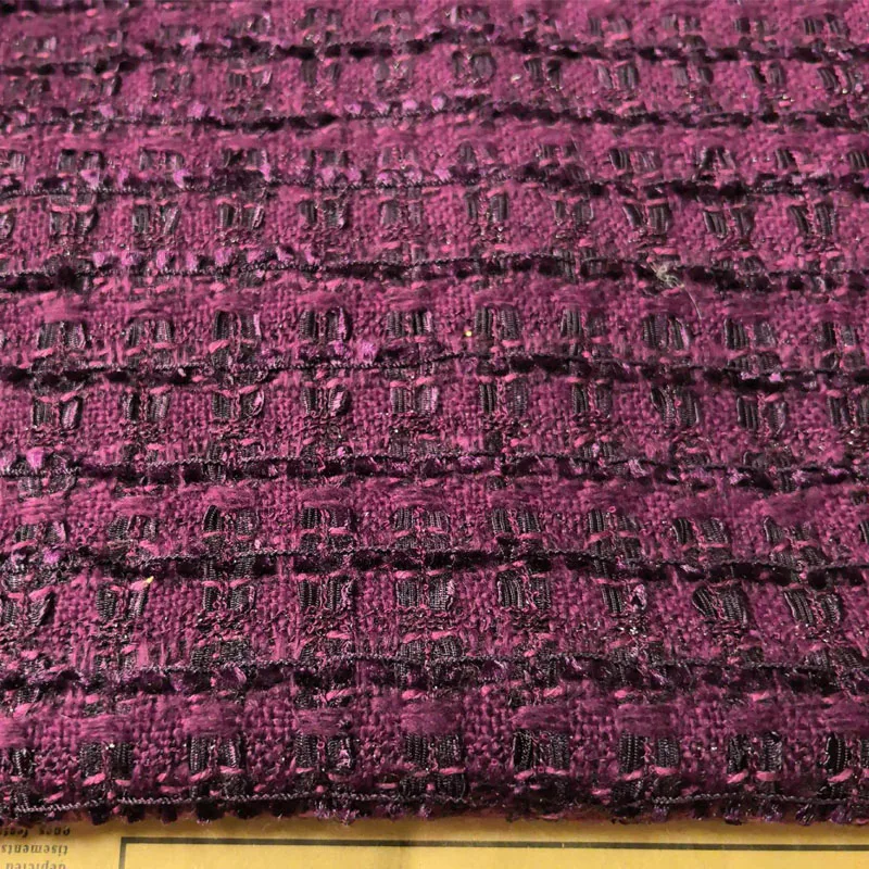 

Purple Color Yarn-Dyed Braided Tweed Fabric For Woman's Autumn and Winter Jacket Dress Suits Coat DIY Cloth Sewing Material