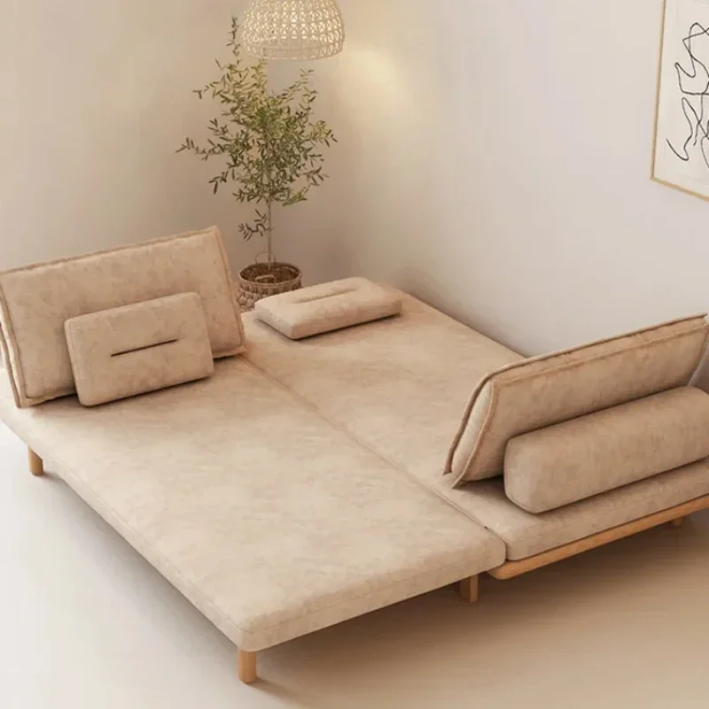 Solid Wood Retractable Foldable Dual-Purpose Modern Minimalist Living Room  Sofa