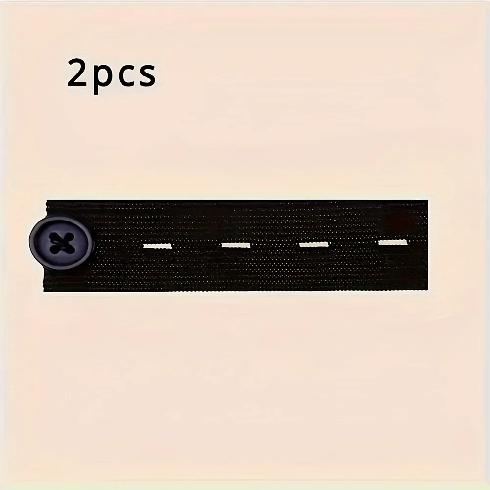 2pcs Black Nylon Denim Jeans Chain Extension | Seamless Instant Waistband Lengthening, Adjustable Unisex Belt Buckle Connector