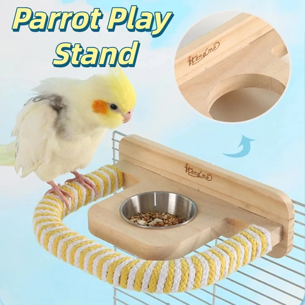 

Durable Chewable Parrot Feeder Cotton Rope Hanging Bird Food Container Interactive Easy To Clean Parrot Play Stand Parrot