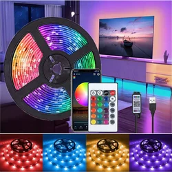 5V Usb Led Lights For Room 5050 Rgb Music Sync 1-30Meter Diode Tape 24Key Remote Adhesive Led Ribbon TV Backlight for Room Decor