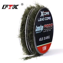 FTK Carp Fishing Leadcore Line 10m 45/55LB Leader Camo Weed Effect for Carp Chod Hair Rigs Fishing Tackle Line Weed Line