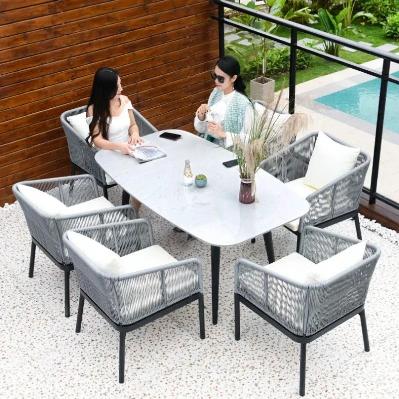& American Country Rattan Beach Chairs Designer Rattan Armchair Outdoor Furniture Luxury Leisure Outdoor Chairs Single Sofa Chai