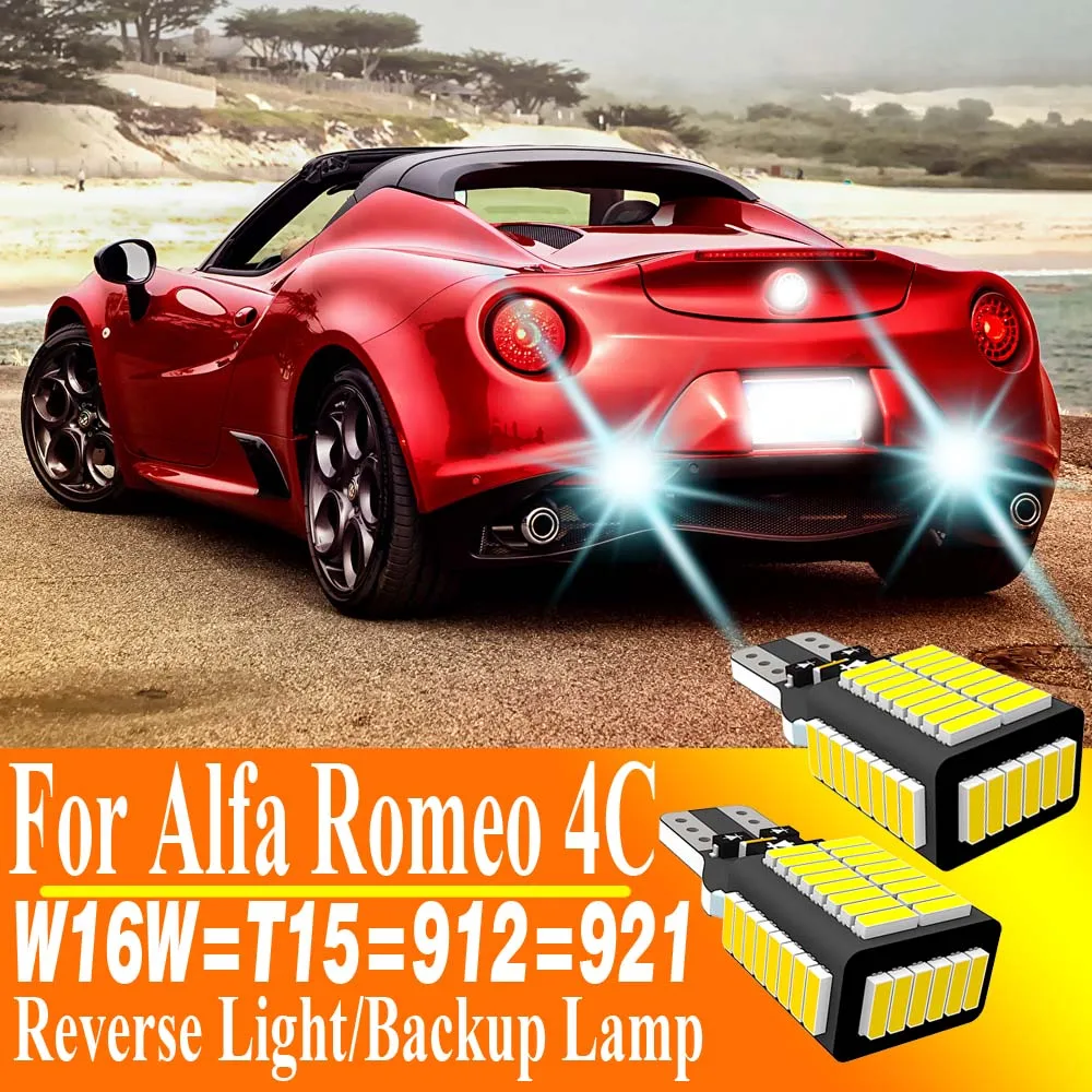 2pcs W16W T15 921 LED Canbus Reverse Light Bulbs 912 12.8V 16W W2.1x9.5d Auto Backup Lamp for Car Compatible with Alfa Romeo 4C