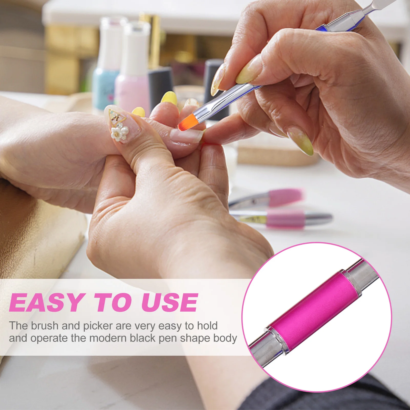 

2 Pcs Nail Art Pen Phototherapy Light Therapy Extension Salon Supply Brush Practical Multi purpose Gift