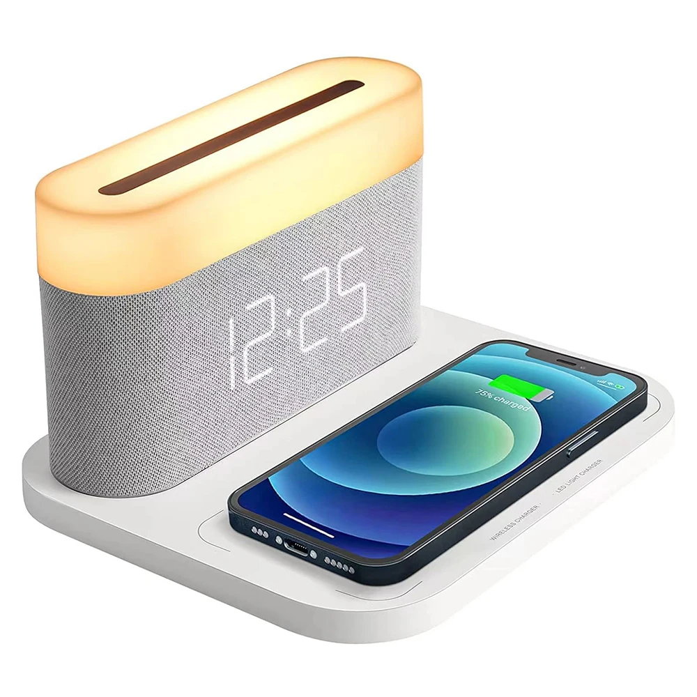 15W Detachable Magnet Desk Lamp 15W Fast Charging  Wireless Charger Alarm Clock Lamp Custom Logo Adjustable Touch Three Colors