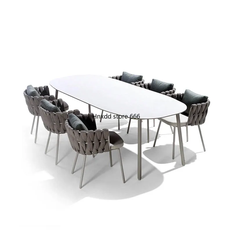 Simple Nordic style marble dining table and chair combination