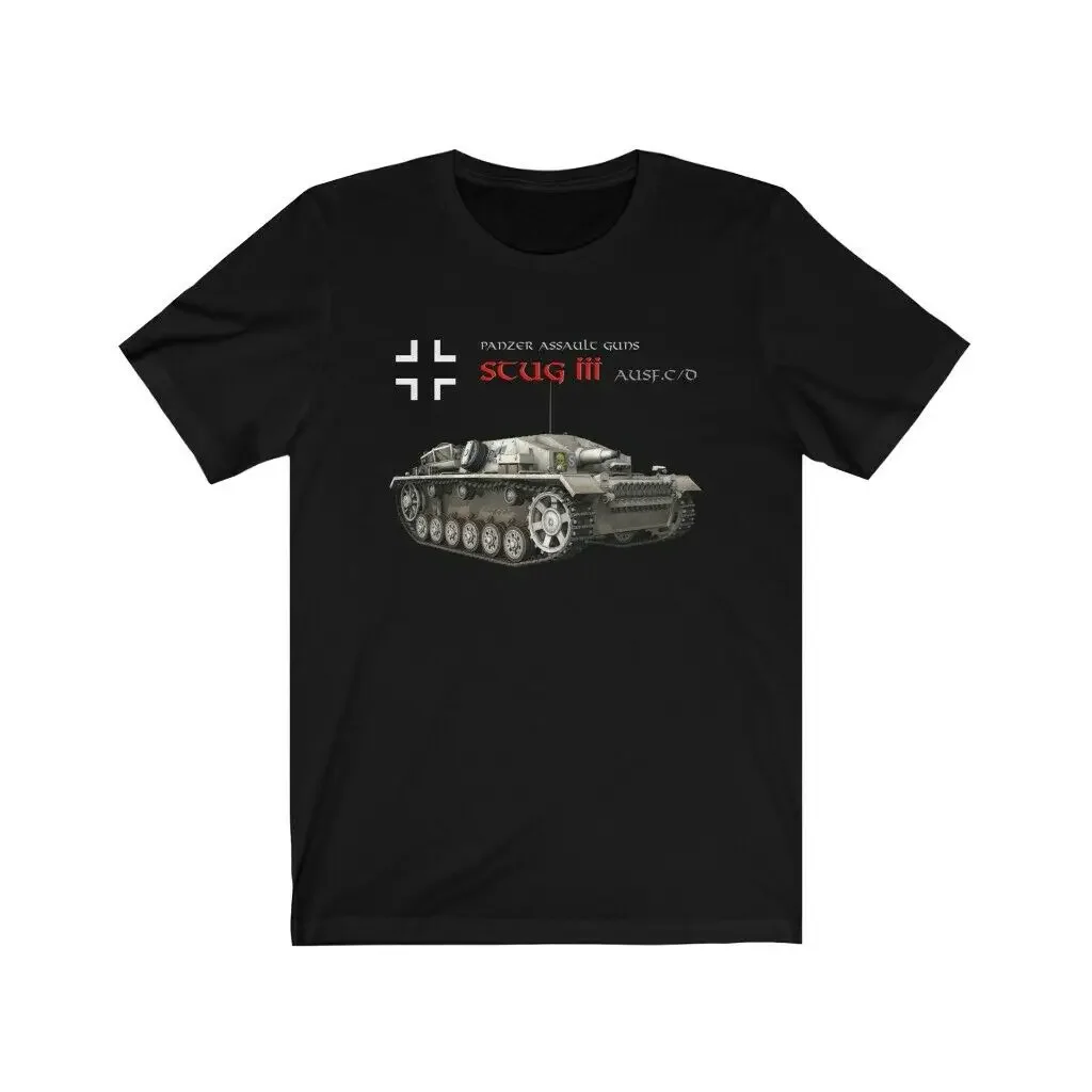 WWII German Army Panzer Assault Gun StuG III Tank Destroyers T-Shirt 100% Cotton O-Neck Summer Short Sleeve Casual Mens T-shirt