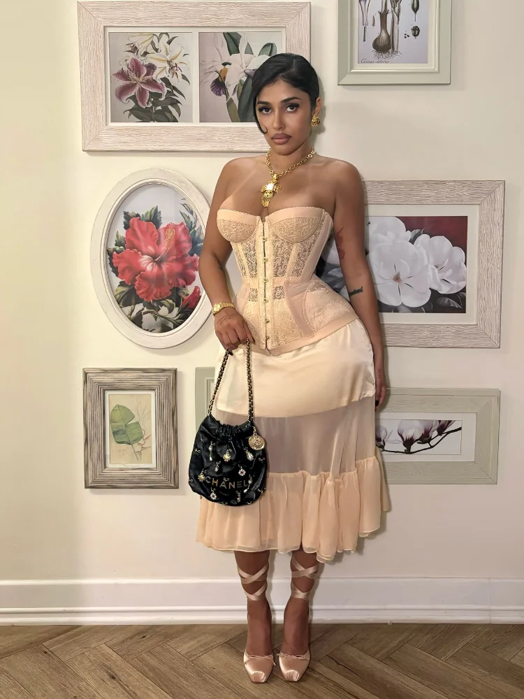 مثير الدانتيل Bodycon سترة للنساء موضة الصلبة حمالة واحدة الصدر عارية الذراعين انظر من خلال القمم جديد Y2k ملابس الحفلات