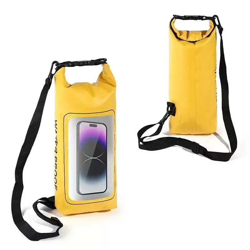 Waterproof Phone Pouch 2L PVC Touch Screen Sealed Bag Adjustable Shoulder Strap Crossbody Beach Camping Hiking Swimming  Holder