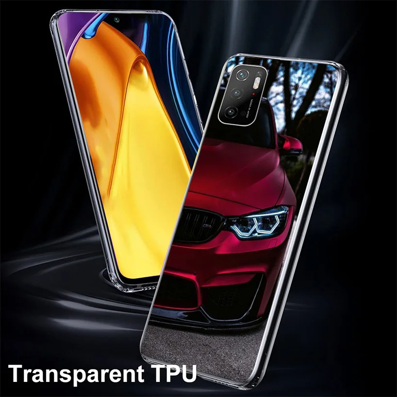 Blue Red Car for B-Bmw Cover Phone Case For Xiaomi Poco X6 X5 X4 Nfc X3 Pro F6 F5 F4 Gt F3 F2 F1 M5S M4 M3 Soft Fundas Shell