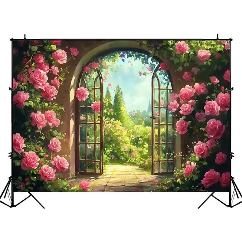 Mocsicka 사진 배경 자연 풍경 유화 꽃 커튼 배경 웨딩 생일 초상화 사진 스튜디오
