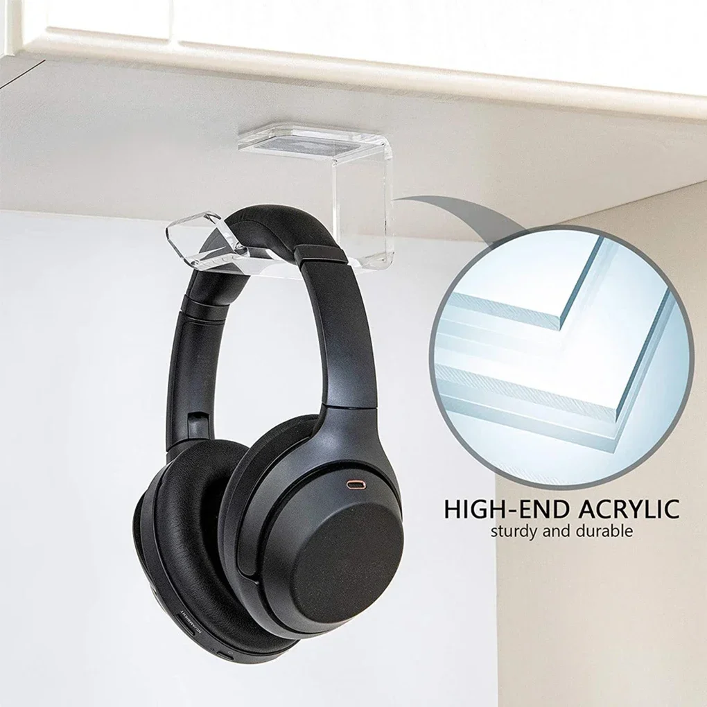 Headphone Hanger Bracket 15kg Acrylic Headset Stand Under Desk Earphone Storage Holder Rack Hot Sale