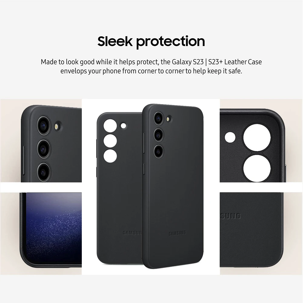 Oryginalne skórzane etui na smartfon Samsung do Galaxy S23+ S23 Plus, cienkie etui z prawdziwej skóry. — zdjęcie produktu 5