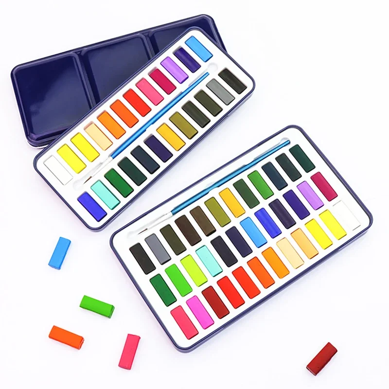 Angel Mark 12/18/24/36 Colors Solid Watercolor Paint Set Metal Box Watercolor Pigment Drawing for Artist Painting Art Supplies