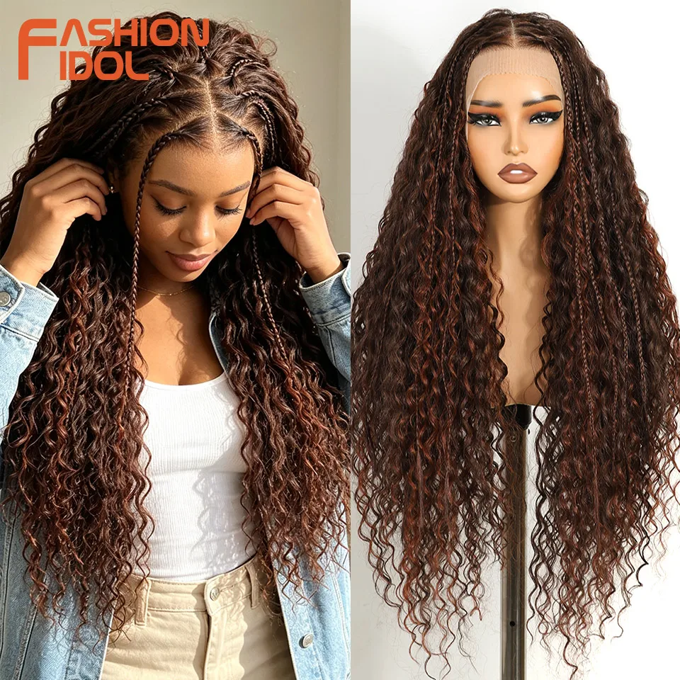fashion-idol-32-inch-13x4-box-braided-lace-frontal-wigs-for-black-women-synthetic-brown-twist-faux-locs-wigs-goddess-braids-wigs