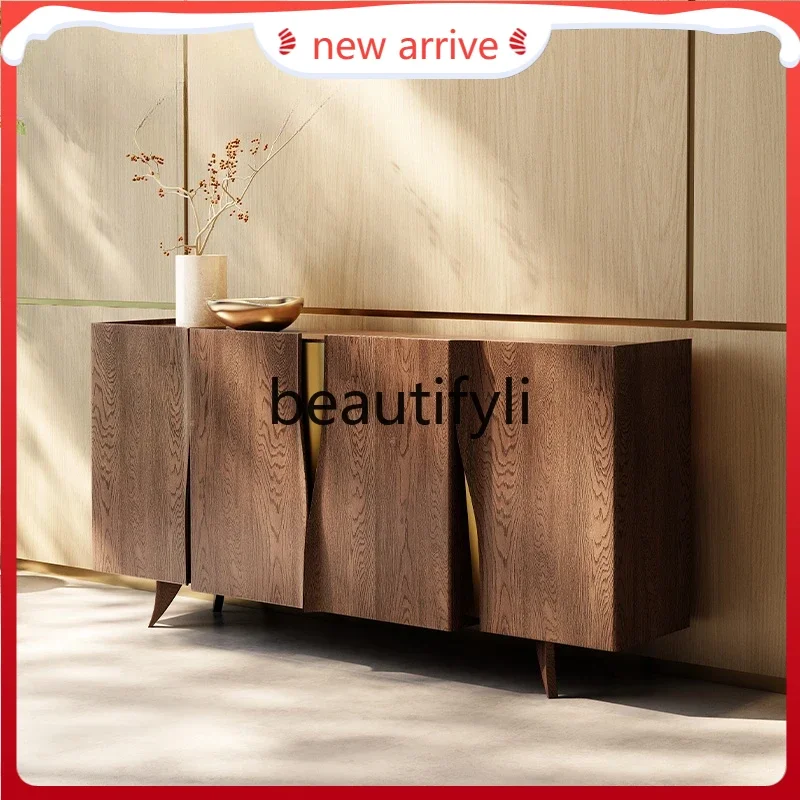 

D2520 Solid wood locker, retro storage cabinet, walnut porch cabinet