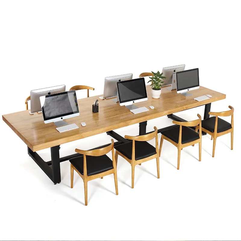 

Simple, solid wood, strip, training, conference, wrought iron, computer, large, furniture table