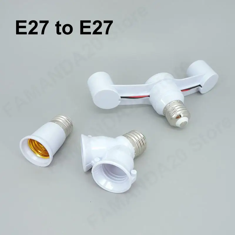 AC 110v 220v 2 In 1 E27 to 2 E27 head Extended LED Lamp base Holder Bulbs power Socket Splitter Adapter For home Photo Studio m