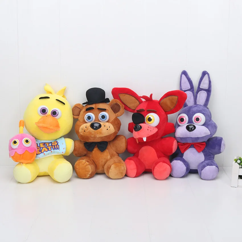 4Pcs/set Freddy Fazbear Plush Nightmare Freddy Foxy Bonnie Chica Plushie Horror Game Nightmare Freddy Stuffed Plush 25cm Toys