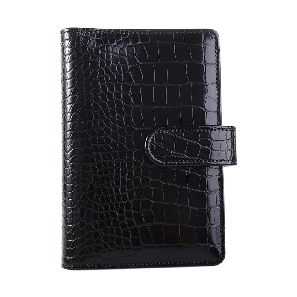 Book Stationery Ring Binder PU Leather A6 Notebook Crocodile Pattern Binder Cover Notepad Cover Notebook Cover Loose-Leaf Cover