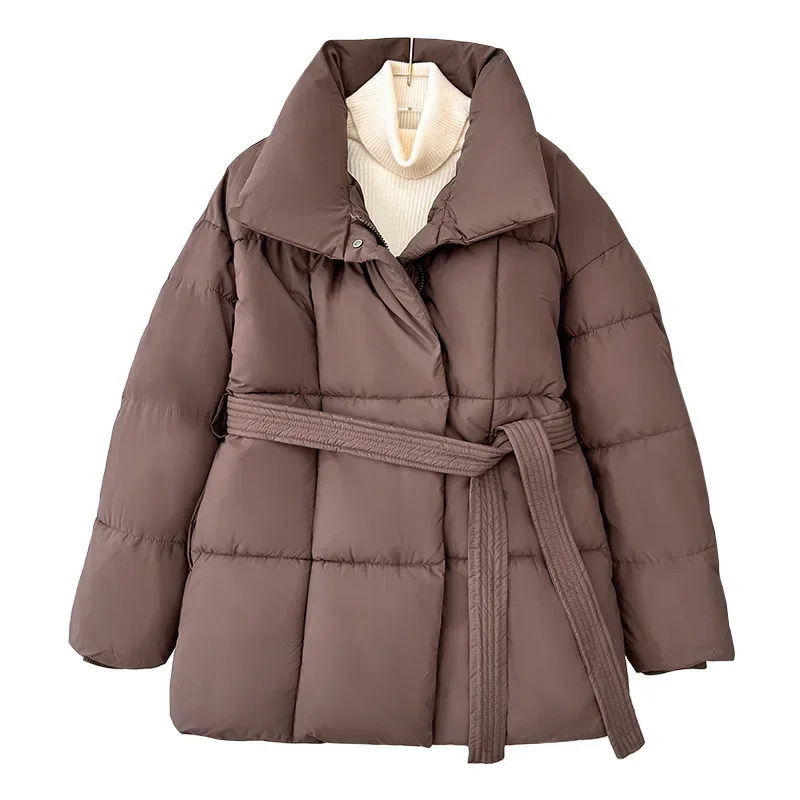 Parkas à col montant pour femmes, vestes matelassées courtes rembourrées, manteau élégant pour dames, optique d'hiver, mode