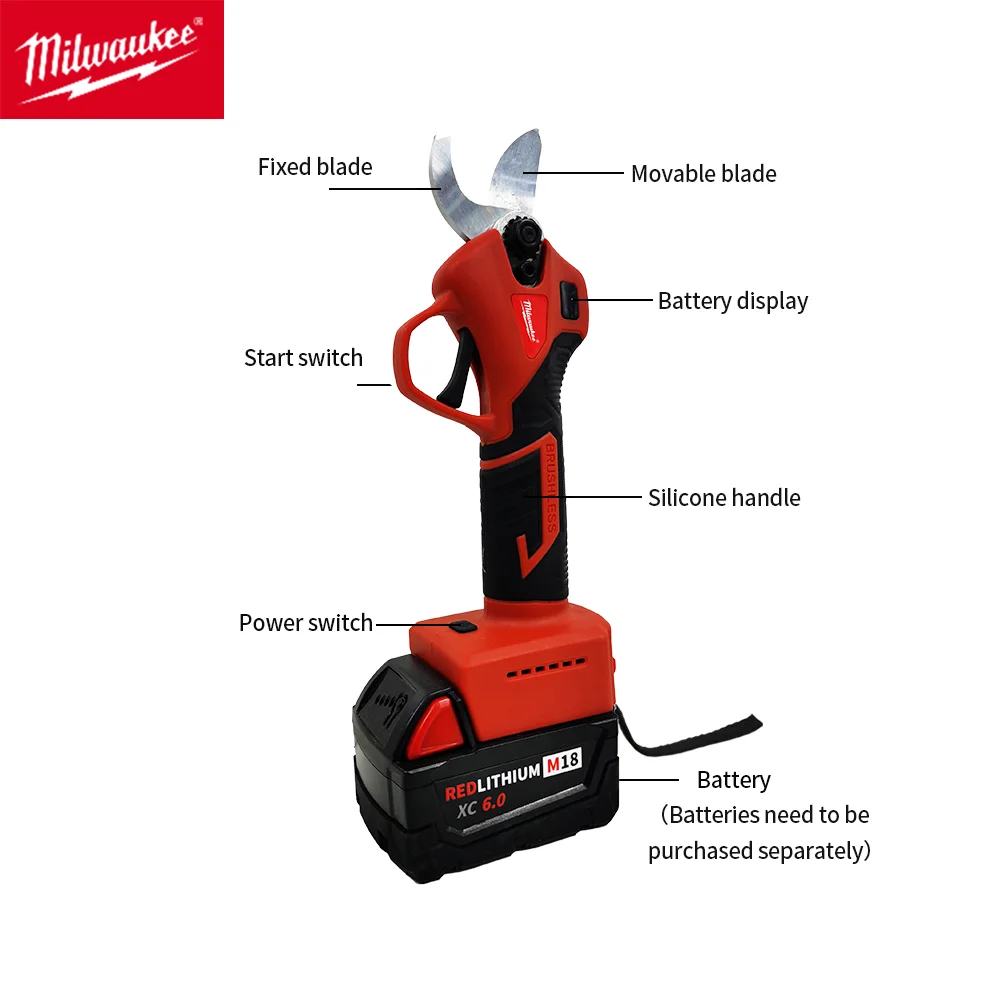 Milwaukee Electric Scissors Brushless Cordless Electric Trimming Fruit Trees Gardening Bonsai Electric Tools For 18V Battery