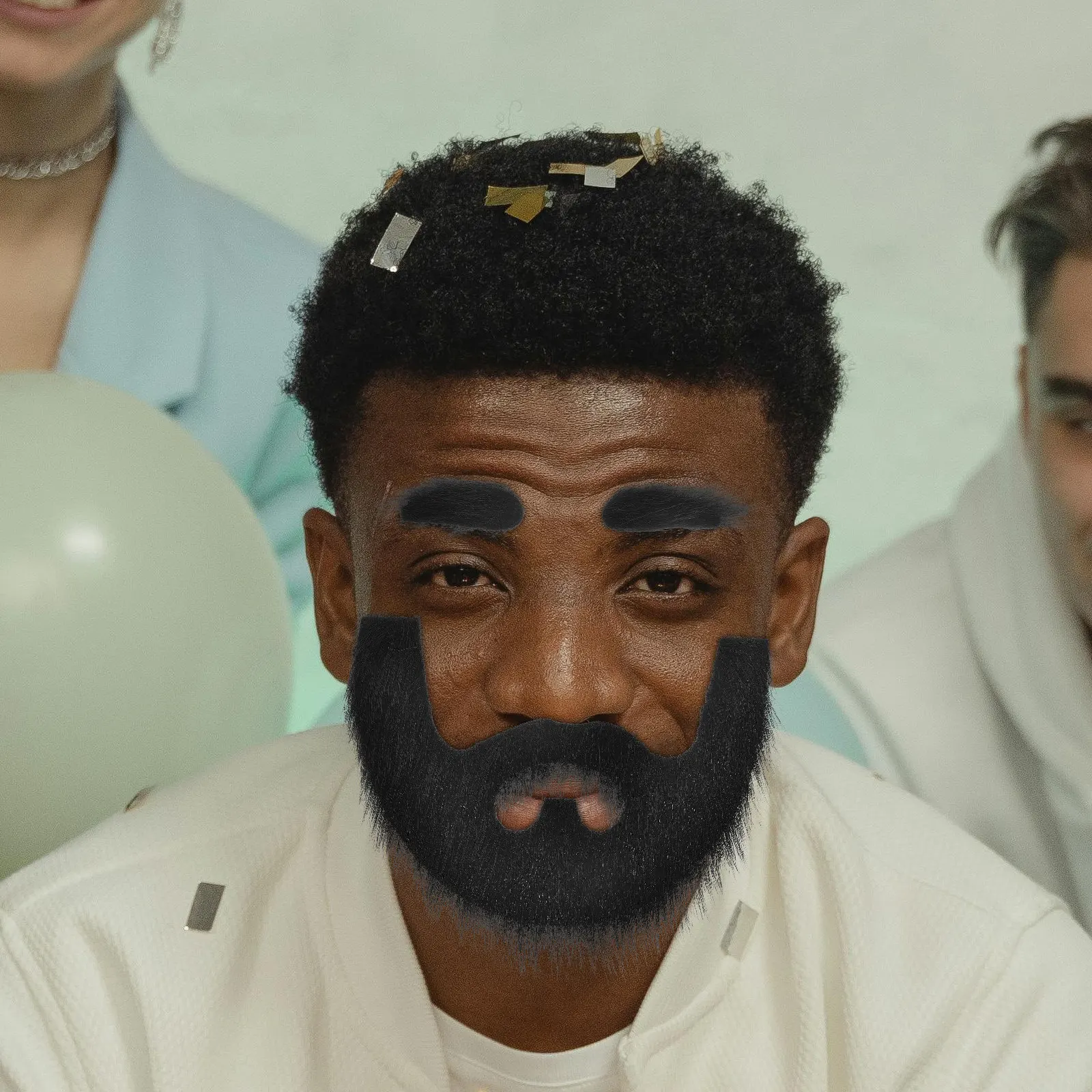 1Set Lightweight Fake Beard False Eyebrow Mustache Cloth Cosplay Prop Party Performance Photo Decoration Supply