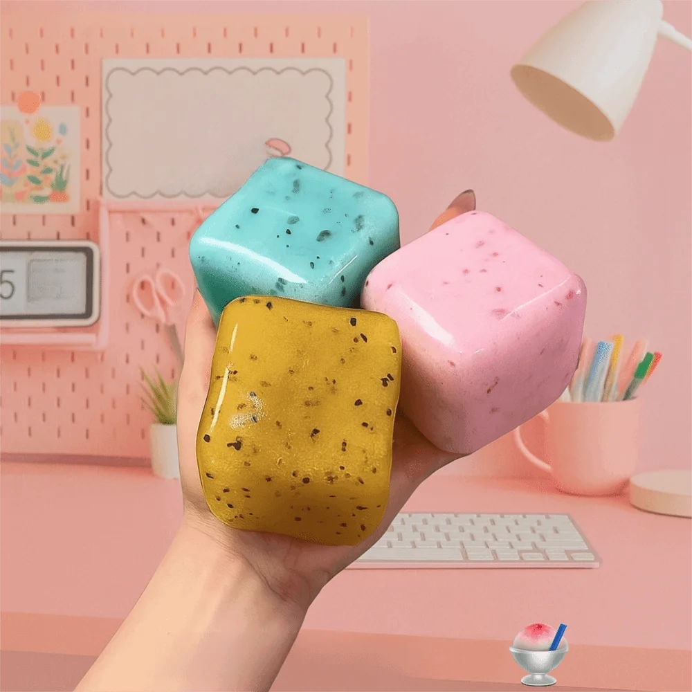 Serie di blocchi di yogurt con sabbia e ghiaccio, giocattoli da spremere, creativi, colorati, a rimbalzo lento, giocattoli da spremere TPR interessanti