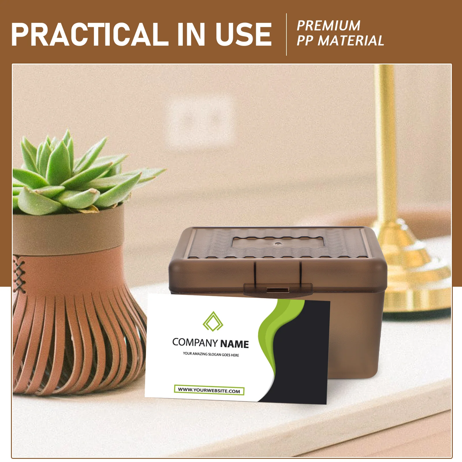 

Plastic Business Card Holder Stand Container ganizer Desktop Display PP Material Sturdy Simple Design Office Supply Notebook