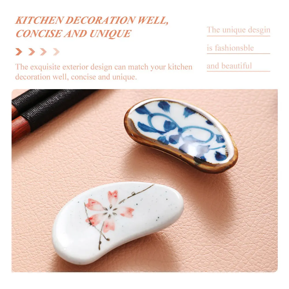 

4Pcs Ceramic Chopstick Rest Smooth Japanese Style Washable Spoons Fork Holder Kitchen Tableware Desktop Decorative Holder