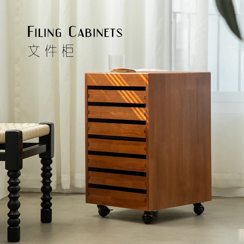 

Nordic solid wood simple drawer file cabinet office study removable stationery storage