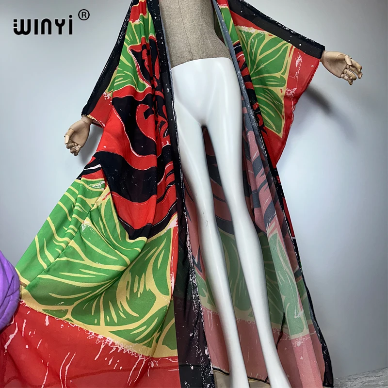 WINYI Africa retro print Kimonos loose dresses for woman Cardigans beach outfits Caftan beach cover up evening dress maxi coat