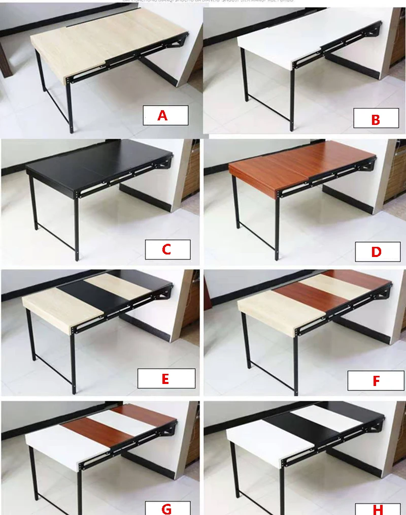 Wall Mounted Shelf Variable Dinning Table,Invisible Telescopic Suspension 4-layer Folding Table W635*L1240 *H730MM Multi Color