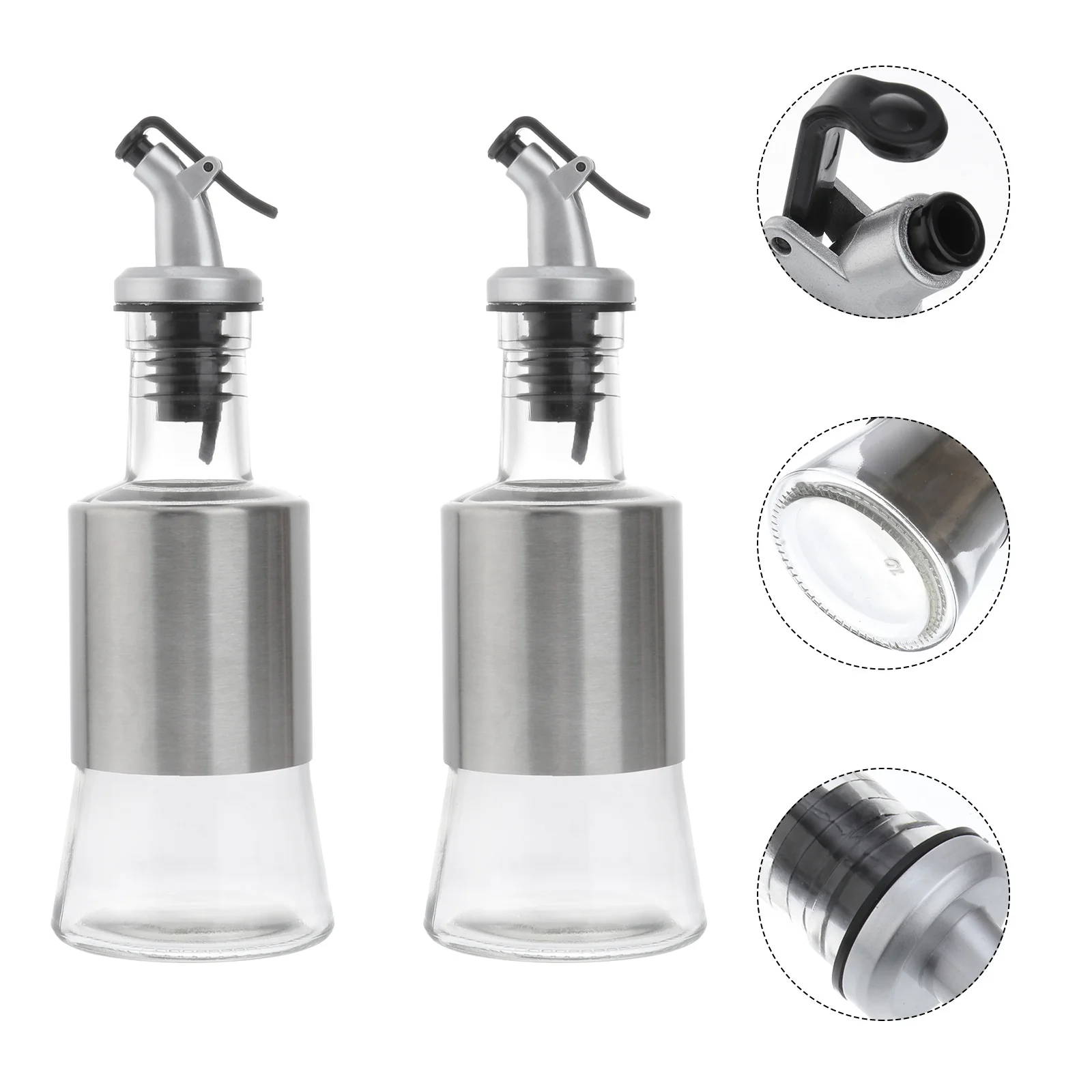 

2Pcs Oil Bottles Kitchen Seasoning Bottle Glass 200ml Classic Appearance Storage Jar Sealed Condiment Holder Oil Bottle