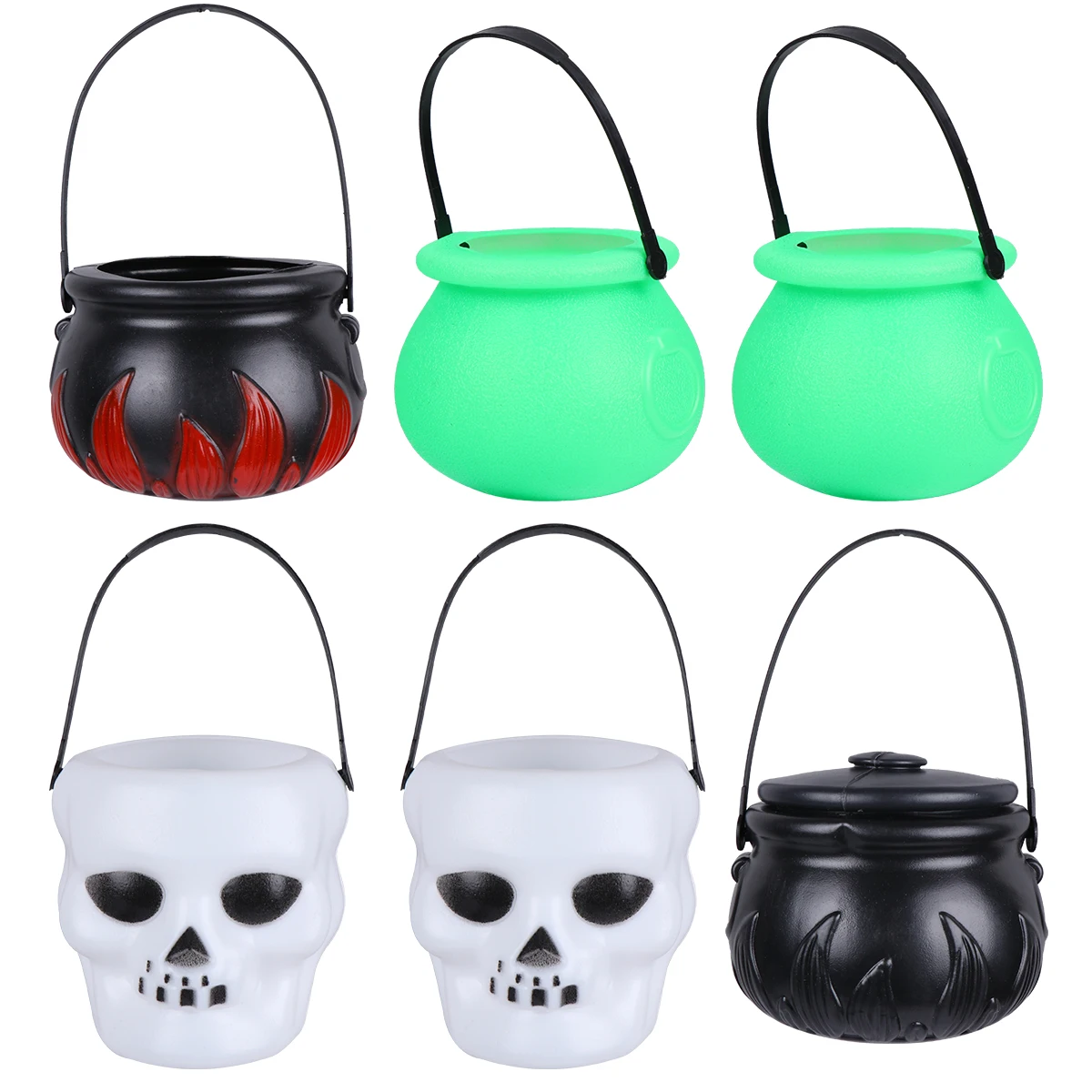 

6pcs Halloween Kids Bucket Set Pail Ghost Witch Decorative Thick Plastic Party School Mall Amusement Park Holiday