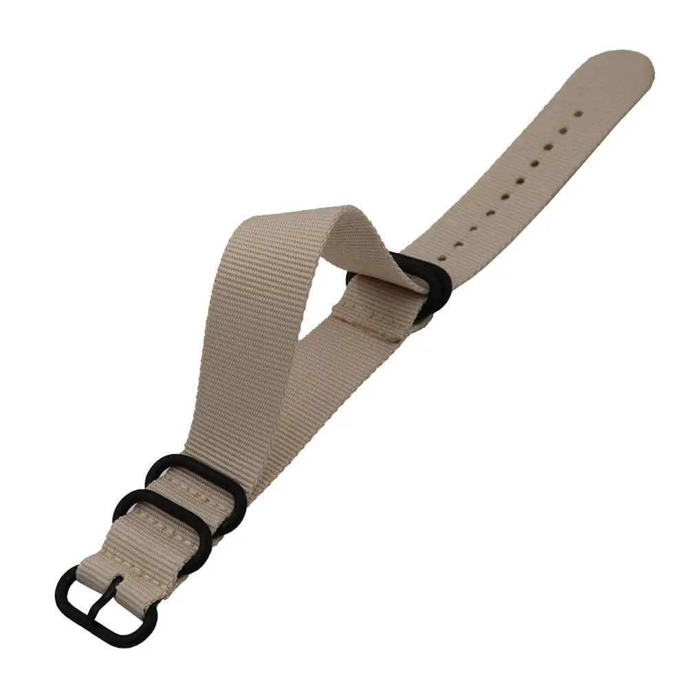 

1pc Nylon Canvas Watch Strap 22Mm Beige Durable Adjustable Band For Smart Watch Replacement Mens Wristband Gift Accessory