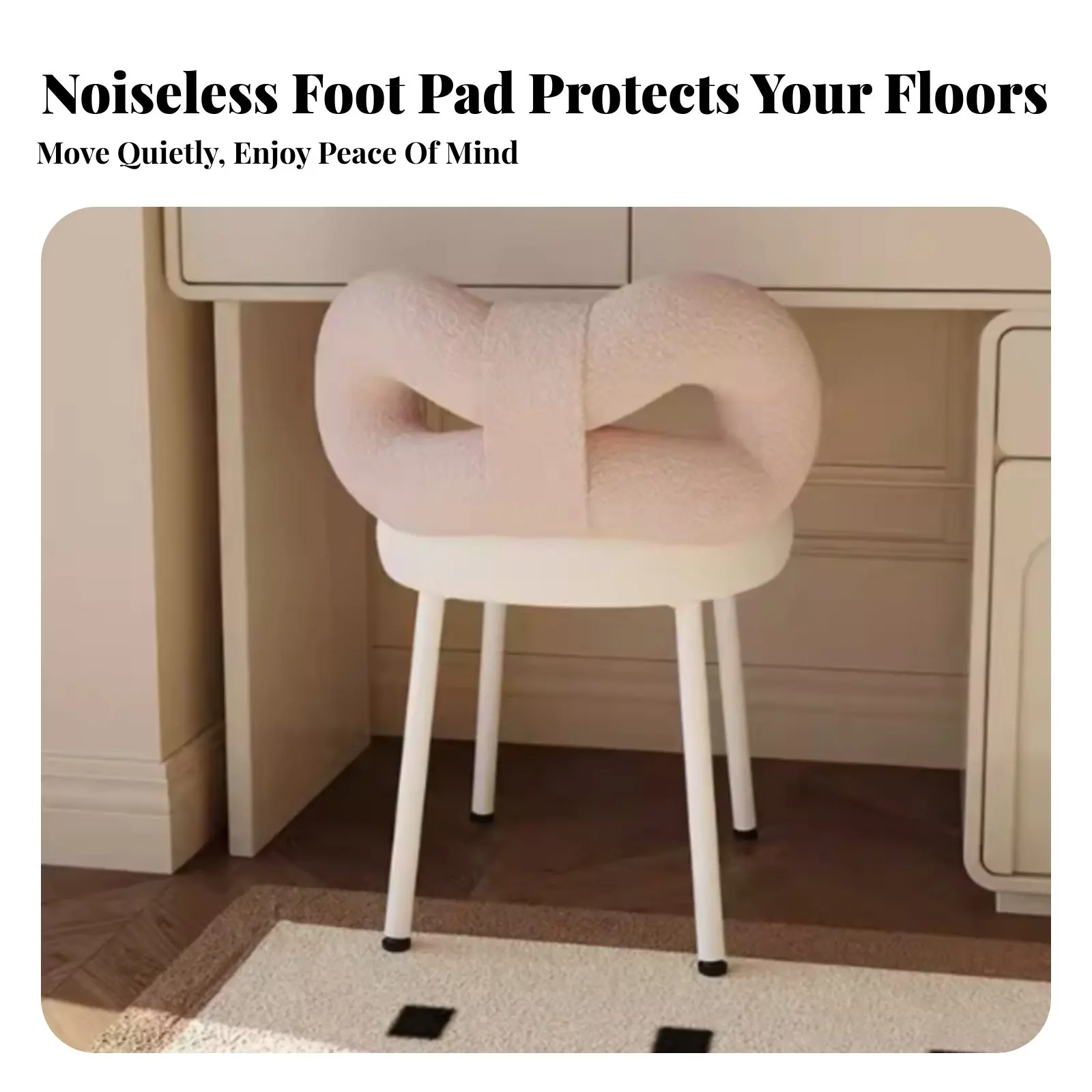 

Мягкое кресло для макияжа с ленточной спинкой, кремовый дизайн, элегантный и эстетичный стиль для зоны макияжа