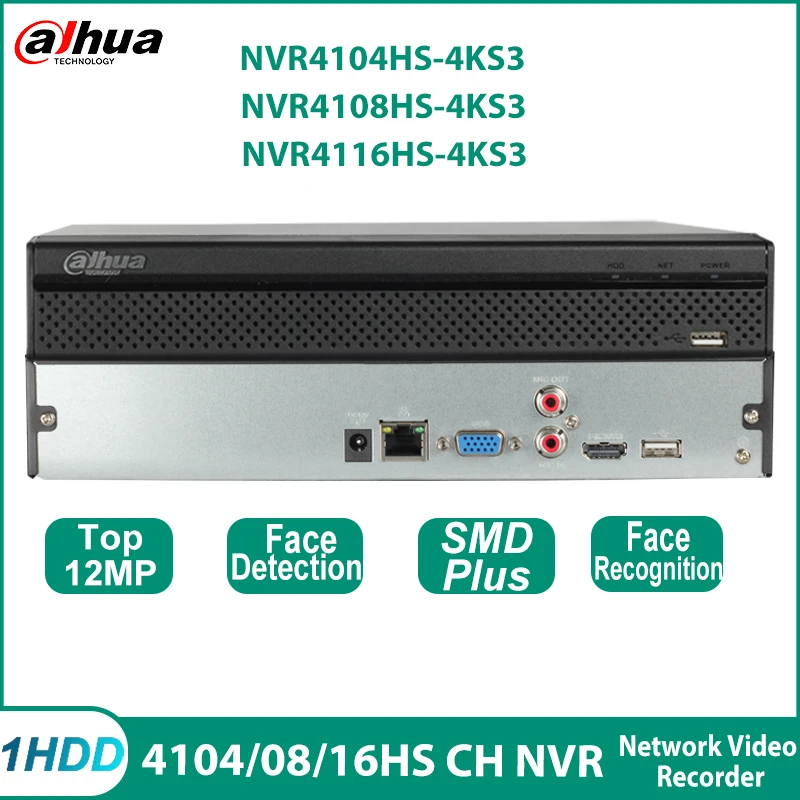 Dahua  NVR4108HS-4KS3 Multilingual TOP 12MP  P2P Network Video Recorder Support ONVIF SMDplus people count Security Monitor CCTV